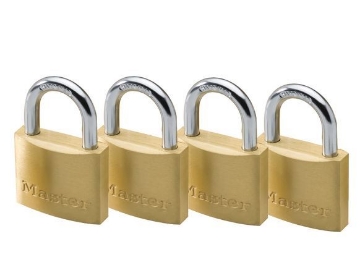 Show details for Master Lock 30MM Hard Steel Shackle, 4 Pieces Key-Alike Brass Padlock, MSP1901Q Picture of Master Lock 30MM Hard Steel Shackle, 4 Pieces Key-Alike Brass Padlock, MSP1901Q