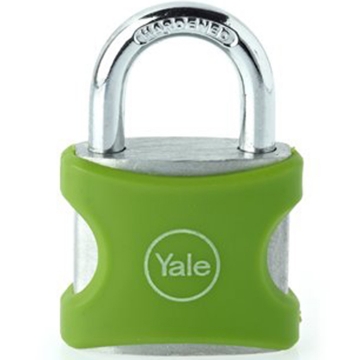 Show details for Yale YE3/25/112/1/G, PVC Wrapped Aluminum Body Padlock, Green, YE3251121G Picture of Yale YE3/25/112/1/G, PVC Wrapped Aluminum Body Padlock, Green, YE3251121G