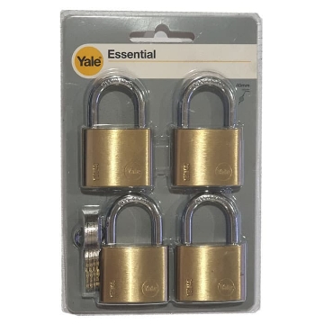 Show details for Yale YE1/40/122/4, Essential Series Indoor Solid Brass Padlock 40mm, YE1401224 Picture of Yale YE1/40/122/4, Essential Series Indoor Solid Brass Padlock 40mm, YE1401224