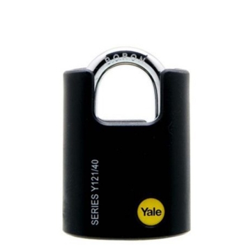 Show details for Yale Y121/40/125/1, Classic Series Outdoor Black Plastic Cover Brass Padlock 40mm, Y121401251 Picture of Yale Y121/40/125/1, Classic Series Outdoor Black Plastic Cover Brass Padlock 40mm, Y121401251