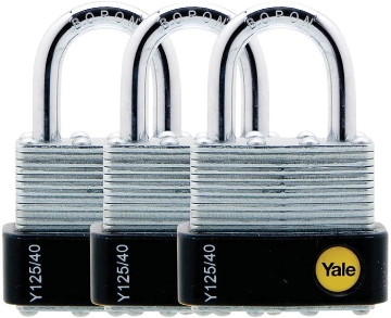 Show details for Yale Y125/40/122/3, Laminated Padlock 40mm, Pack of 3, Y125401223 Picture of Yale Y125/40/122/3, Laminated Padlock 40mm, Pack of 3, Y125401223