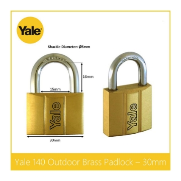Show details for Yale V140.30 KA2, Standard Shackle Brass Padlocks 140 Series Key Alike 2, V14030KA2 Picture of Yale V140.30 KA2, Standard Shackle Brass Padlocks 140 Series Key Alike 2, V14030KA2