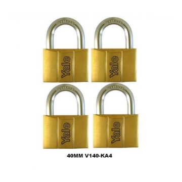 Show details for Yale V140.40 KA4, Standard Shackle Brass Padlocks 140 Series Key Alike 4, V14040KA4 Picture of Yale V140.40 KA4, Standard Shackle Brass Padlocks 140 Series Key Alike 4, V14040KA4