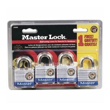 Show details for Master Lock Laminated Steel Padlocks (Zinc Body) 4pcs, 3008D Picture of Master Lock Laminated Steel Padlocks (Zinc Body) 4pcs, 3008D