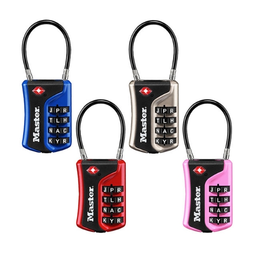 Picture of Master Lock Luggage Lock Combination 36mm 38mm Shackle (Blue, Pink, Red, Nickel), MSP4697D