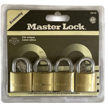 Show details for Master Lock Economy Series Key Alike/ 4 Pcs/ Pack/  Brass Padlock (19MM, 30MM), 1900Q Economy Brass Padlock 4 Sets No. 19mm