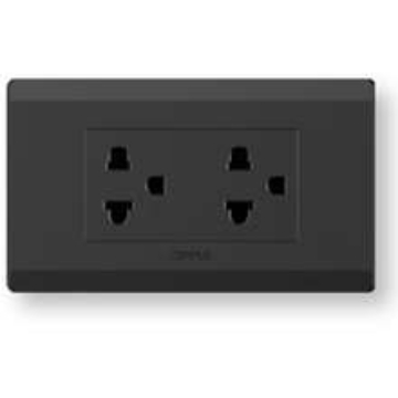 Show details for OPPLE 2 Gang American Standard Outlet White and Dark Grey-F01167U2 OPPLE 2 Gang American Standard Outlet White and Dark Grey