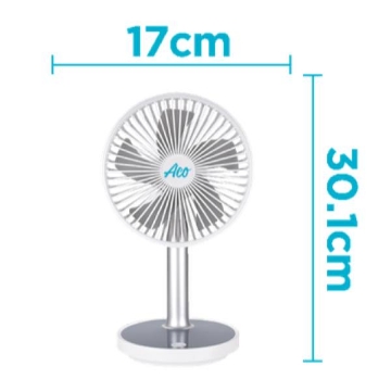 Show details for Aco Rechargeable Rectractable Mini Table Fan with Led, ACOLJQ117WHT Picture of Aco Rechargeable Rectractable Mini Table Fan with Led, ACOLJQ117WHT